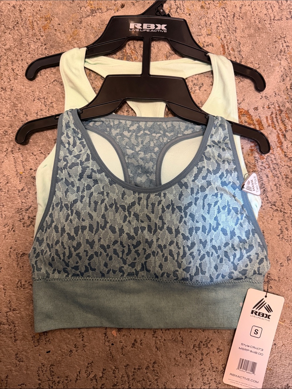 RBX Women's Blue Patterned Seamless Sports Bra